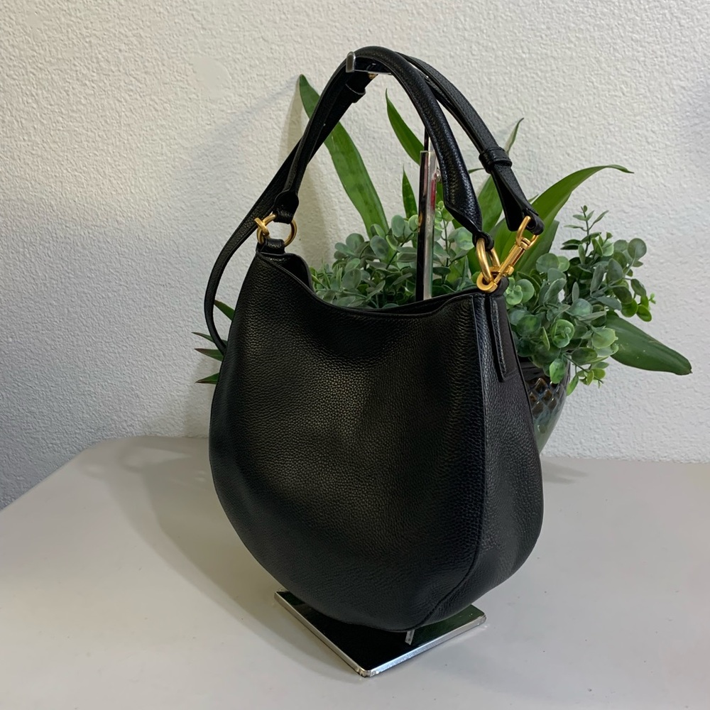 Tory Burch Black Pebbled Leather Hobo with Gold Logo - Picture 4 of 14